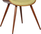 Armen Living Butterfly Mid-Century Dining Chair in Walnut Finish and Green Fabric - Set of 4