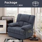 Oversized Rocker Recliner Chair, Wide Rocker Chair with Adjustable Backrest Footrest, Lazy Boy Oversized Recliner for Adults, Reclining Sofa for Living Room, Reading, Bedroom, Blue Black