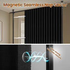 100% Blackout Room Divider Curtains Sets Black 2 Panels W100 x L84in No Drill Curtain Rods(H) 43-120×(W) 35-200 in for Studio Apartment Dorm Office