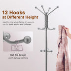 Hoctieon Coat Rack Freestanding, Coat Tree with Umbrella Holder | Metal Coat Rack Stand with 12 Hooks, Standing Coat Hanger Stand, Umbrella Stand for Entryway, Hat Rack Stand for Home Office