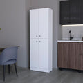 23.6" D*11.8" W*71.1" H Freestanding Kitchen Pantry with 4 Shelves, 2 Double Doors, Rectangular Storage Cabinet, Modern Minimalist, for Living Room, Dining Room, White