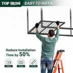 3x8 FT Overhead Garage Storage Rack, 26"-40" Height Adjustable Heavy Duty Garage Ceiling Storage Rack, 750LBS Capacity Metal Hanging Organizer System for Garage