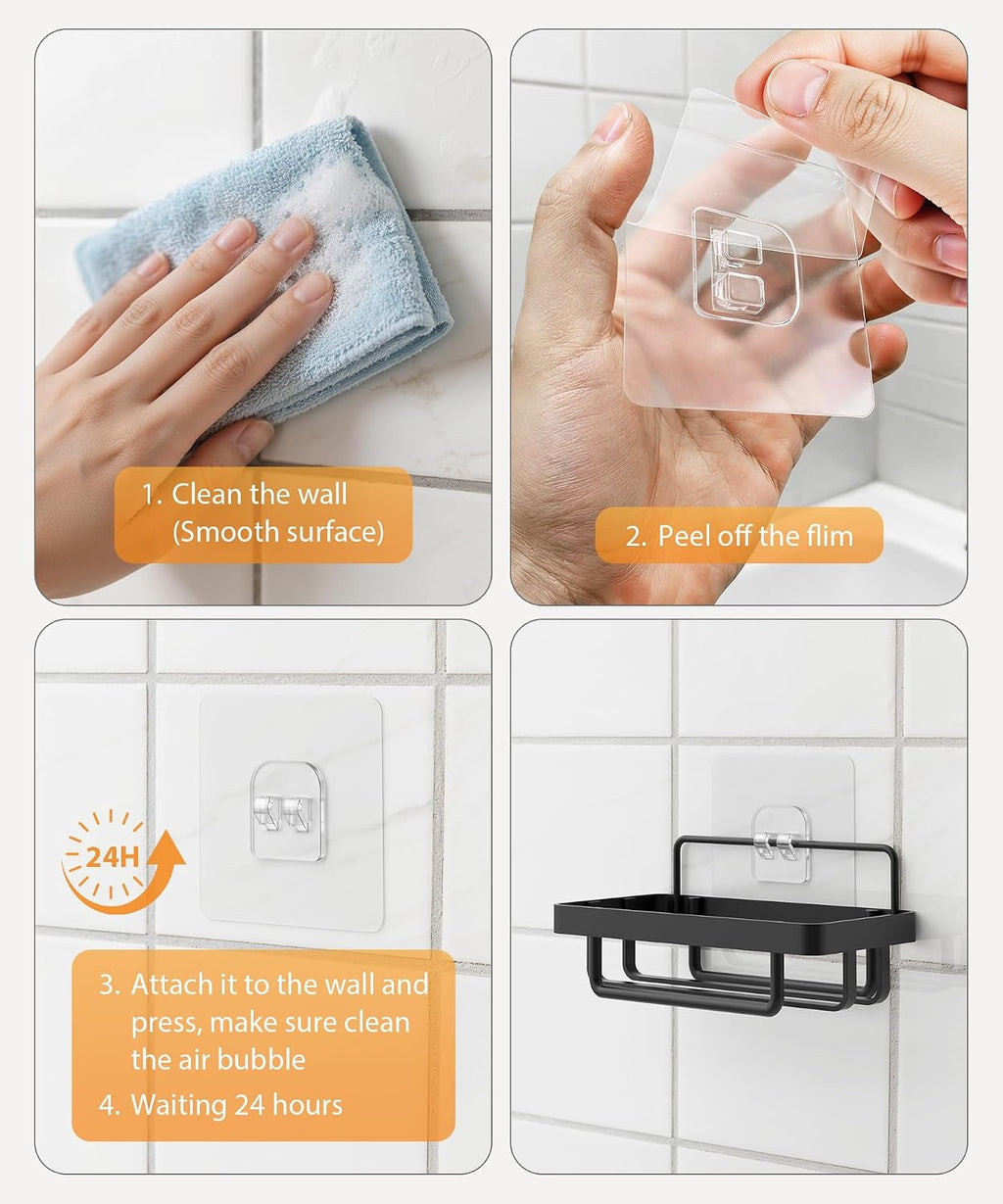 MaraFansie Transparent Adhesive Wall Hooks, Seamless Adhesive Hooks Sticker for Smooth Surface Bathroom/Office/Kitchen (4, Single Hook)