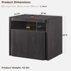 ACCOHOHO 23'' Nightstand with Charging Station, Modern Side Table with Storage Cabinet, End Table, Curved Profile Design, Large Wooden Bedside Table for Bedroom, Living Room, Black