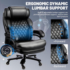 800LBS Big and Tall Office Chair for Heavy People, Heavy Duty Executive Chair with High Back, Extra Wide Seat and Adjustable Lumbar, Large Computer Desk Chair Comfortable for Home Office (Black)