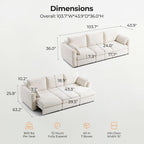 103" Electric Pull Out Sleeper Sofa Bed, 2in1 Convertible Power Extendable Couch Bed with Fast Charging USB&3 Smart Motor&Wide Back, Oversized Couches for Living Room&Small Space, Velvet Beige