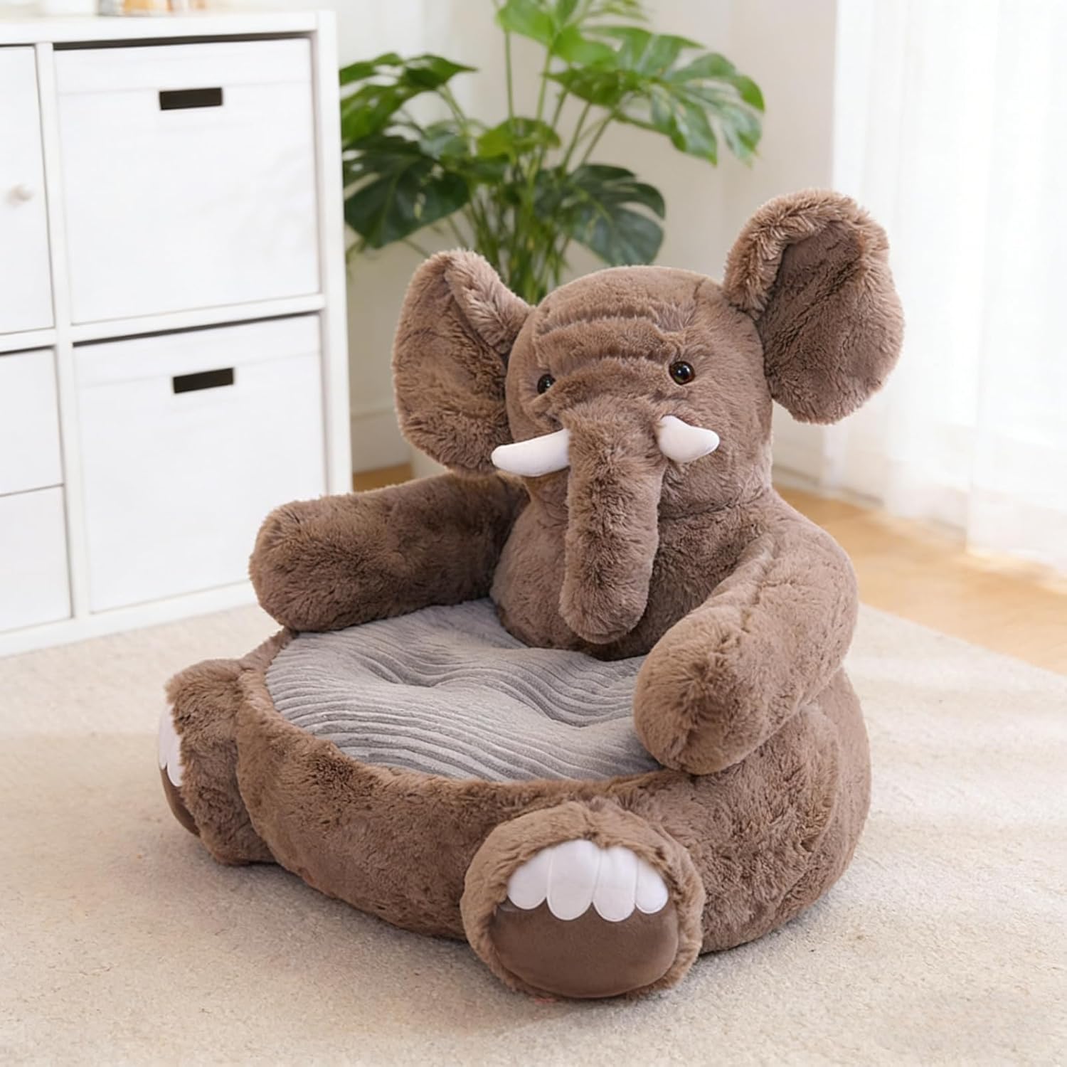 Cute Bean Bag Chair Comfy Reading Nook Chairs Animal Floor Chairs Faux Fur Beanbag Chairs Fun Plus Bean Bag Soft Casual Couch for Play Room Home Bedroom Decoration 50 * 50 * 45 cm (Cute Elephant)