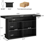 Tribesigns 70.9" Extra Large Bar Table, 4-Tier Storage Home Bar with Wine Glass Rack & Footrest, 2-in-1 Kitchen Island & Pub Table, Wooden Bar Unit for Kitchen, Living Room, Party