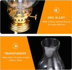 TIDTALEO Vintage Glass Oil Lamp Chimney Replacement with Metal Wick Adjuster, Kerosene Lantern Globe Accessory, Gold Tone, Suitable for Indoor Use and Camping –