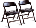 Wooden Folding Chairs Set of 2, Folding Chairs with Padded Seats, 31" Stackable Folding Dining Chairs, Folding Extra Chair for Guests Kitchen, Bedroom, Living Room, Party Chairs, Walnut Brown