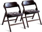 Wooden Folding Chairs Set of 2, Folding Chairs with Padded Seats, 31" Stackable Folding Dining Chairs, Folding Extra Chair for Guests Kitchen, Bedroom, Living Room, Party Chairs, Walnut Brown