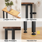Keelian 102" Narrow Console Sofa Table - 2 Power Outlets & 4 USB Ports, Metal Frame, Rustic Brown, Perfect for Hallway, Office, and Behind Sofa - Easy Assembly, 4.9' Extension Cord Included
