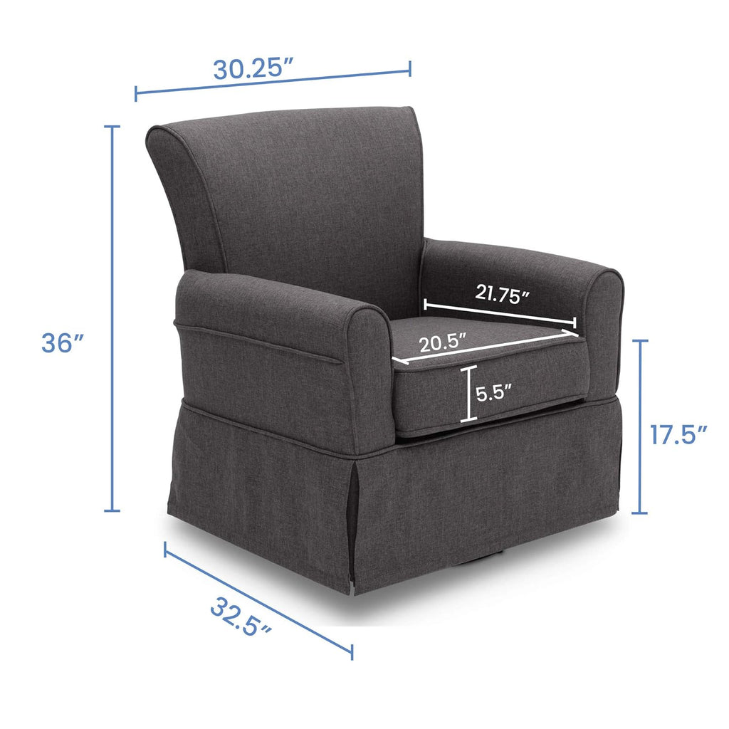 Delta Children Upholstered Glider Swivel Rocker Chair, Charcoal