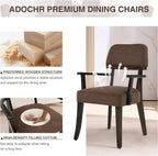 adochr Modern Wood Dining Chairs with Arms, Velvet Upholstered Kitchen Chairs with Open Curved Backrest & Hardwood Legs, Accent Chairs 350 LBS Capacity, Brown
