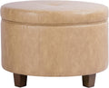 HomePop 24" Large Leatherette Storage Ottoman - Sand Faux Leather