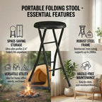 Folding Stool,24-Inch Collapsible Stool,Portable Stool with 200lb Capacity,Suitable for Indoor or Outdoor Use,Black