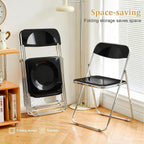 Folding Chair, 2 Pack Acrylic Chair, Black | Space-saving acrylic folding chair,easy fold & store.Holds up to 300 lbs,comfortable for home,office,parties and daily use.