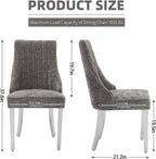 Dining Chairs Set of 4，Modern Channel Tufted Upholstered Dining Chairs with Silver Stainless Steel Legs, Comfortable Chenille Fabric Kitchen Chairs for Dining Room (Grey, 4pc)