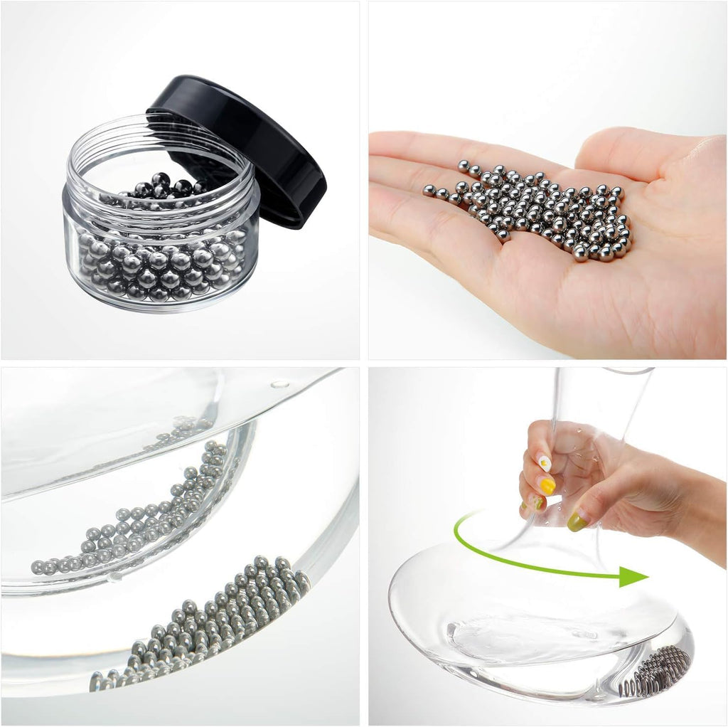 Wine Decanter Drying Stand with Cleaning Brush and Decanter Cleaning Beads,Wine Decanter Drying Rack with Rubber Coated Top to Prevent Scratches.Decanter Cleaner for Standard Large Wine Decanters