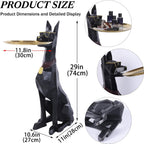 29in Geometric Dog Accent Table with Tray Butler Statue Animal Side Table for Modern Home Decor Dog Butler Statue with Tray Animal Accent Table for Living Room, Bedroom, Study, Patio (Black)