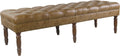 HomePop Large Upholstered Tufted Bench – Light Brown Leather