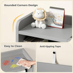 35.8" Toy Storage Organizer and Stuffed Animal Storage, 6 Cube Bookshelf for Kids Room, Playroom, Nursery, Rounded Corners & Anti-Tip, Grey