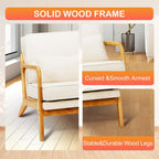MALOL Accent Chair Set of 2 with Solid Wood Frame, Mid-Century Relaxing Armchair Lumbar Pillow& Soft Cushion, Reading Leisure Chair for Living Room, Bedroom, Waiting Room-Beige