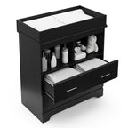 Storkcraft Brookside 2 Drawer Changing Table Dresser, Black | GREENGUARD Gold Certified Baby Dresser with Removable Changing Table Topper, Includes Interlocking Drawer System
