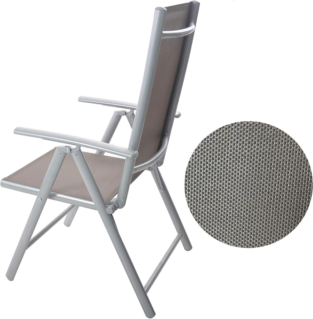 Set of 2 Folding Sling Back Chairs Patio Adjustable Reclining Back Sturdy Aluminum Frame with Armrest Chair Zero-gravity Indoor Outdoor Garden Pool Bench,Gary