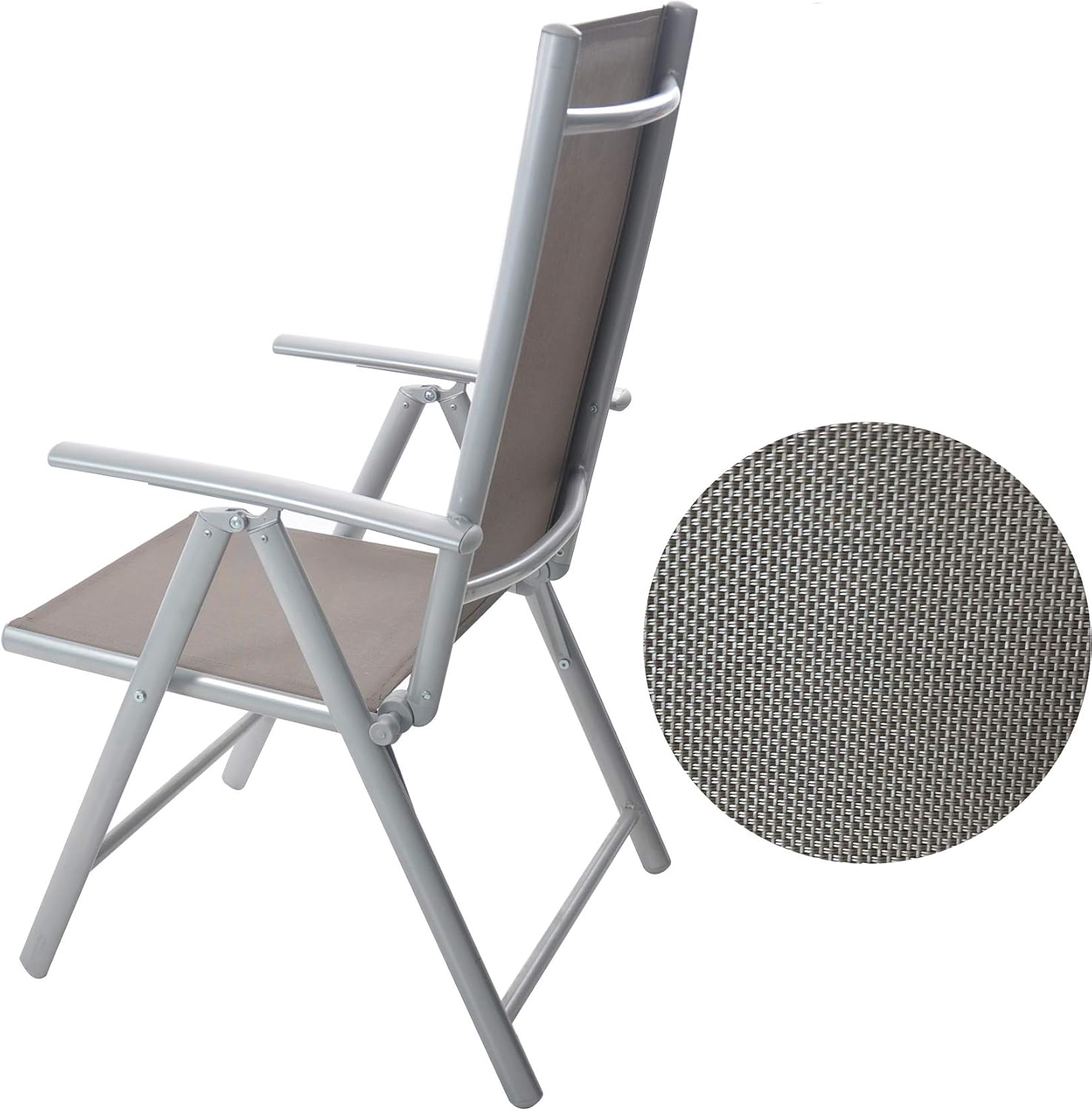 Set of 2 Folding Sling Back Chairs Patio Adjustable Reclining Back Sturdy Aluminum Frame with Armrest Chair Zero-gravity Indoor Outdoor Garden Pool Bench,Gary