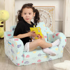 MOMCAYWEX Toddler Couch, 2-in-1 Kids Soft Couch Fold Out with Star Pillow, Foldable Sofa to Lounger, Medium, Colorful Heart