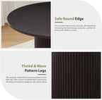31.5" Round Dining Table for 2-4, Modern Kitchen Table with 2-Tier Storage Shelf, Small Wooden Circle Dining Tables with Fluted Base for Home Dining Room Living Room (Blackened Brown)