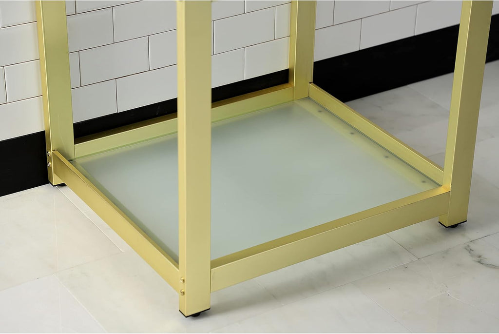Kingston Brass VSP2522B7 Fauceture 25-Inch x 22-Inch Steel Console Sink Base with Glass Shelf, Brushed Brass