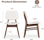 Dining Chairs Set of 2, Mid-Century Modern Dining Room Kitchen Dinner Chairs, Upholstered Vanity Living Room Chairs, Open Back and Padded Seat for Home/Kitchen/Living Room/Bedroom