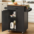 RALGEND Kitchen Island Cart, Small Kitchen Island with Storage Cabinet and Drawer, Rolling Kitchen Cart on Wheels with Spice Rack and Towel Rack, for Kitchen, Dining Room, Black and Rustic Brown