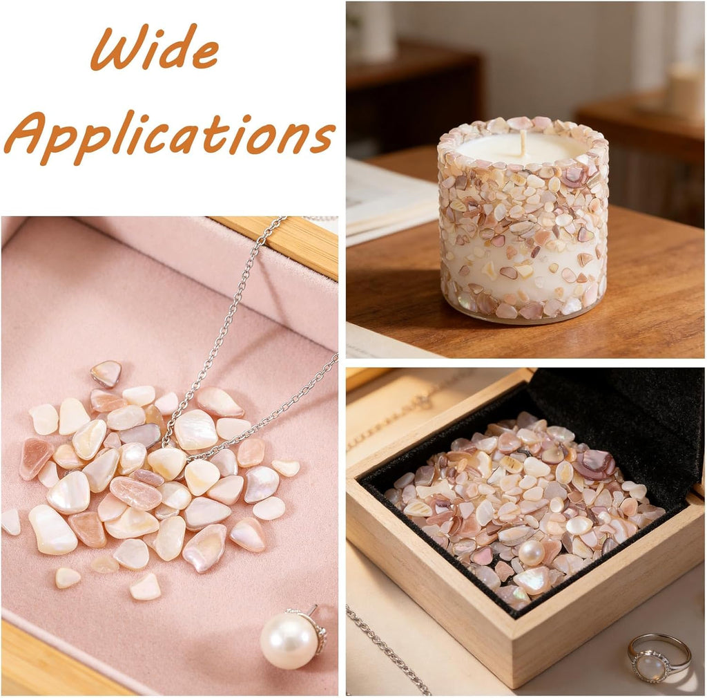 1000g/2.2BL Natural Crushed Shells Chips, 3-9mm Irregular Seashell Fragments, Sea Shell Pieces for DIY Crafts, Vase Filler, Home Décor, Art Projects, Beige Mosaic Decoration