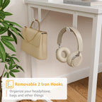 DLisiting White Computer Desk with Hutch & Drawers - 47 Inch Modern Study Writing Office Desk with 3 Storage Drawers and Power Outlets for Bedroom Home Office