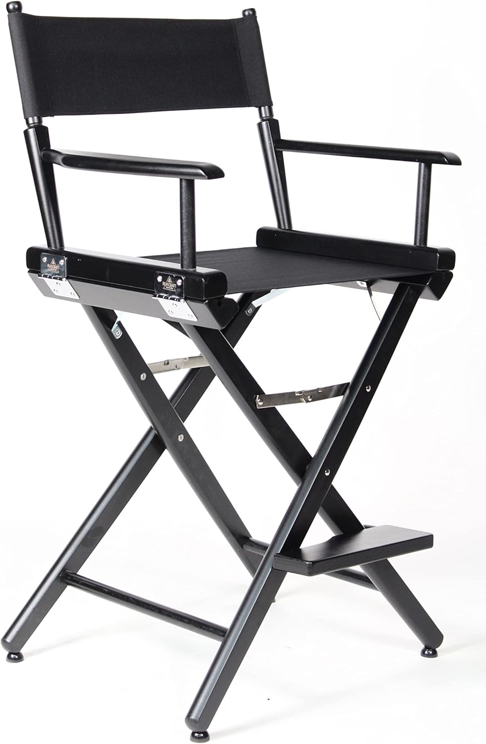 Filmcraft Professional Grade Studio Director's Chair Medium Seat Height (24 inch) with Black Finish and Black Canvas
