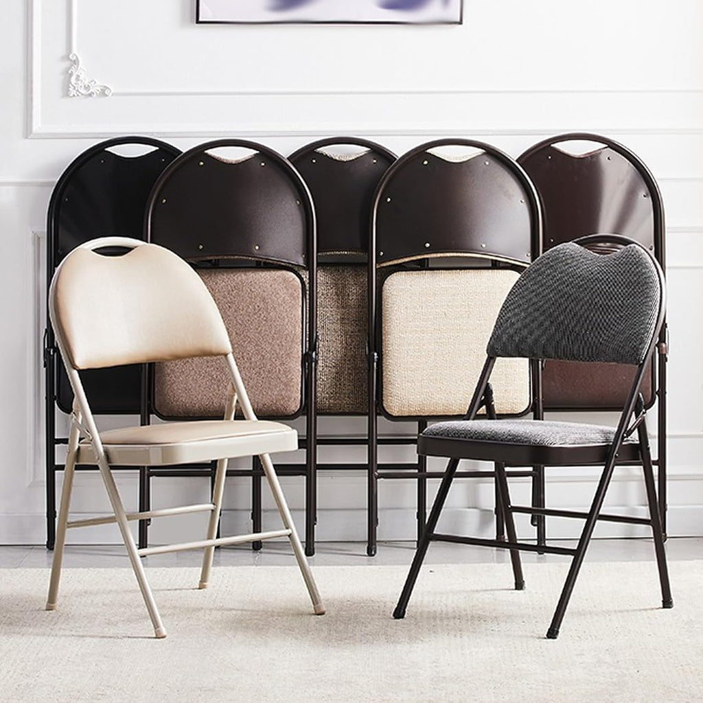 Folding Chairs,Commercial Event Heavy-Duty,Open Back,Foldable,Space Saving,Guest,Easy to Store & Carry Anywhere(Beige)