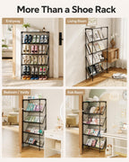 Space-Saving Angled Shoe Rack, 5/6-Tier Slim Entryway Organizer (5-Layer)
