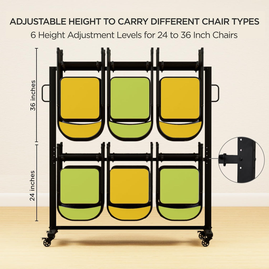 Folding Chair Rack Folding Chair Cart Storage Dolly with Wheels and Holder for Tables Includes Weatherproof Cover (84 Chair Capacity)