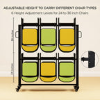 Folding Chair Rack Folding Chair Cart Storage Dolly with Wheels and Holder for Tables Includes Weatherproof Cover (84 Chair Capacity)