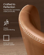 VASAGLE EKHO Collection - Dining Chairs Set of 2, Upholstered Kitchen Chairs, Comfortable Seat, Synthetic Leather with Stitching, Mid-Century Modern, Easy Assembly, Living Room Lounge, Caramel Brown
