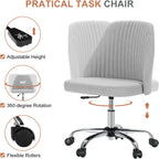 DUMOS Office Chair, Comfy Desk Chair Rolling Vanity Swivel Task Chairs with Wheels, Wide Seating Armless Height Adjustable Computer Chairs for Home,Bedroom,Student,Adults, Classic Grey