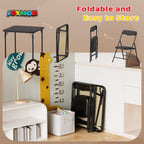 JOYMOR Kids Folding Table and Chairs Set, 5-Piece Metal Frame Activity Set with Easy-Fold Design for Playroom & Classroom (Black)