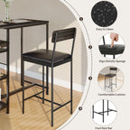 GarveeLife Dining Table Set for 2, Counter Height Bar Table Set with Storage ＆ Stools, High Top Pub Table and Chairs for Kitchen, Dining Room, Sofa Side, Apartment, Breakfast Nook