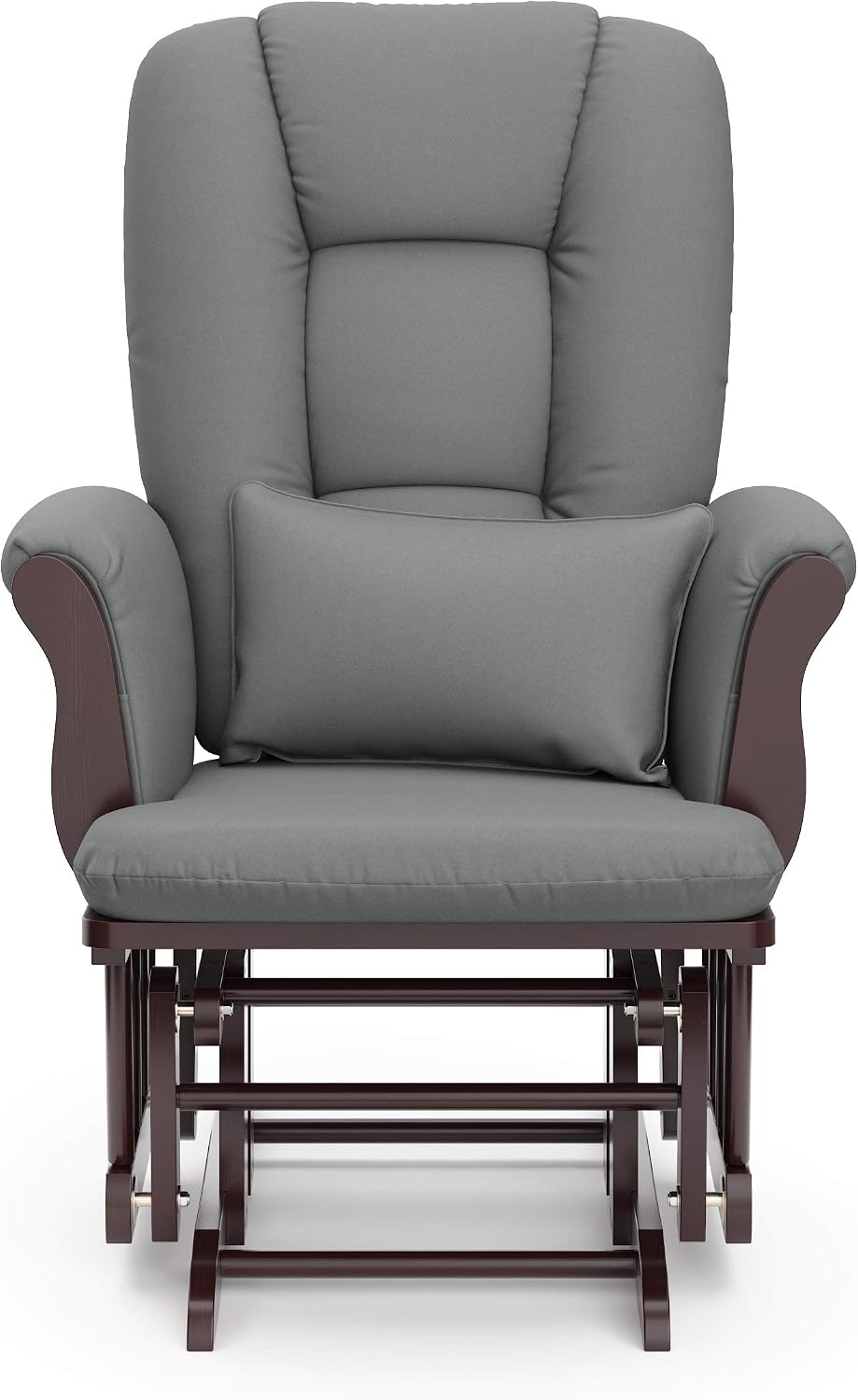 Storkcraft Tuscany Glider and Ottoman with Lumbar Pillow, Espresso/Gray | GREENGUARD Gold Certified, Bonus Lumbar Cushion Included, Solid Wood Base, Smooth Motion, Award-Winning Nursery Rocking Chair