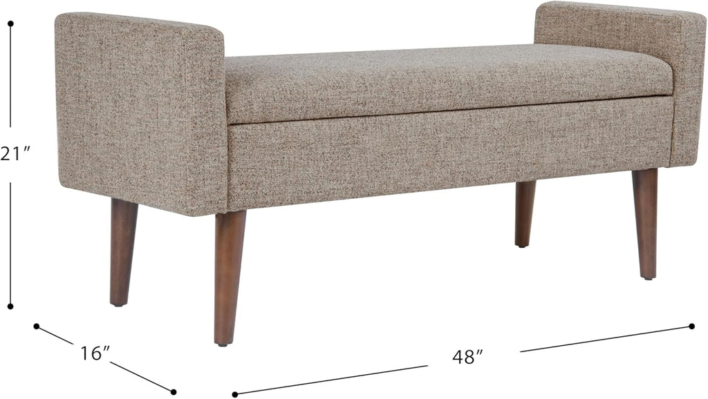 HomePop Fulton 48" Storage Bench - Midtone Gray Fabric
