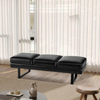 Shahoo 3 Seats Faux Leather Reception Bench, 60 Inches Office Guest Chair with Heavy-Duty Metal Legs, Upholstered Waiting Room Chairs for Office,Conference & Living Room, Black, 1 PCS