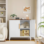 STANI 30" H Outdoor Storage Cabinet, Sideboard Buffet Cabinet, 2 Doors, Metal, Adjustable Shelf, Kitchen,Coffee Bar, Garden, Entryway, Table Cupboard,16" Dx 32" Wx30 H White